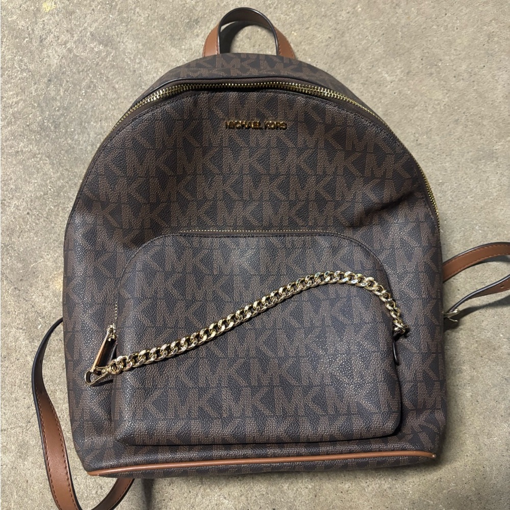 Michael Kors Dark Brown Backpack with Gold Chain - Picture 1 of 4